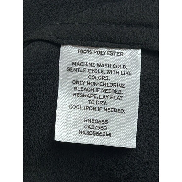 Halogen Womens Long Sleeve Ruffle Neck Size Med Black Shirt - Picture 10 of 10